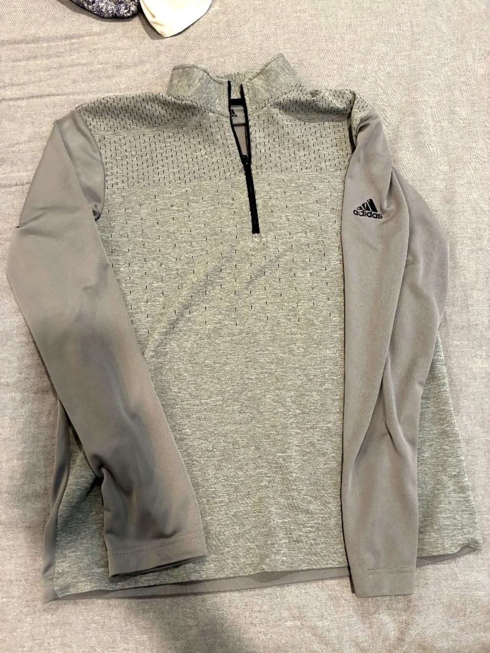 Adidas Quarter Zip Golf Pullover Heather Grey Size Small